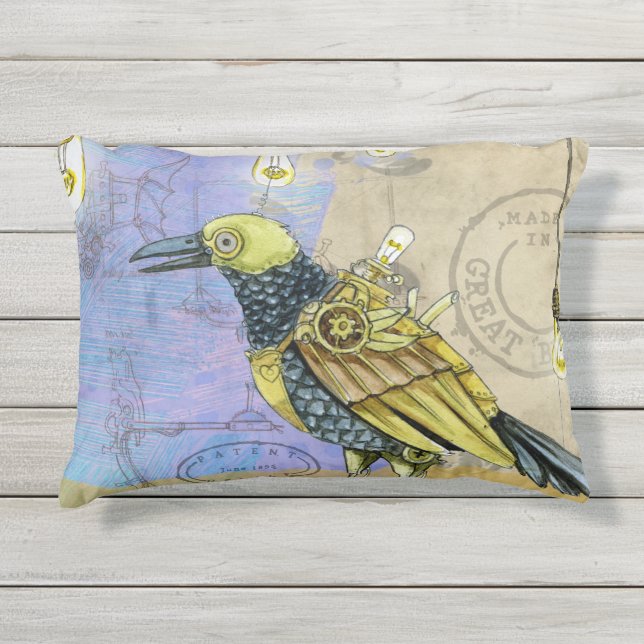 Steampunk Mechanical Bird Engineering Father's Day Outdoor Pillow (Front)