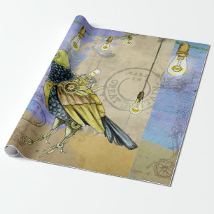 Steampunk Mechanical Bird Engineering Father's Day Wrapping Paper