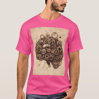 Steampunk Mechanical Brain Art Design T-Shirt