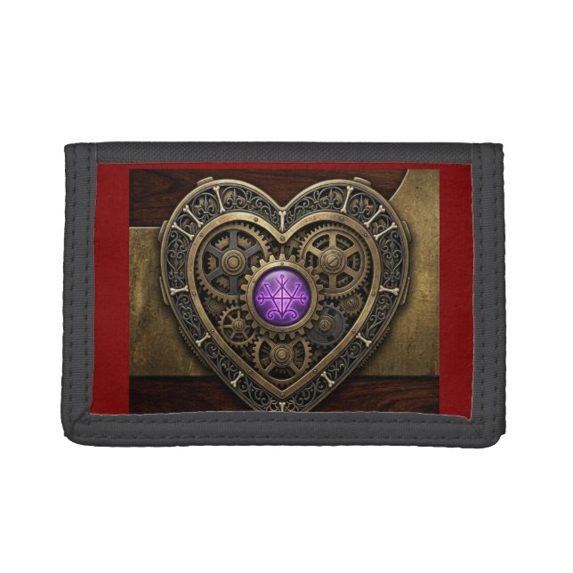 Steampunk Mechanical clockwork gem Tri-fold Wallet (Front)