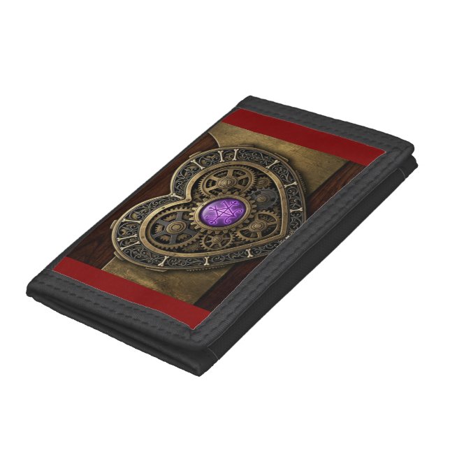 Steampunk Mechanical clockwork gem Trifold Wallet (Bottom)