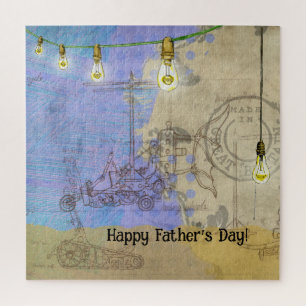 Steampunk Mechanical Edison Light Bulb Architect Jigsaw Puzzle