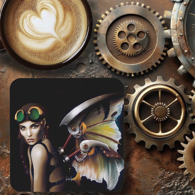 Steampunk Mechanical Fairy Wings Goggles  Beverage Coaster (Creator Uploaded)