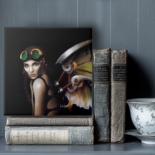 Steampunk Mechanical Fairy Wings Goggles Ceramic Tile