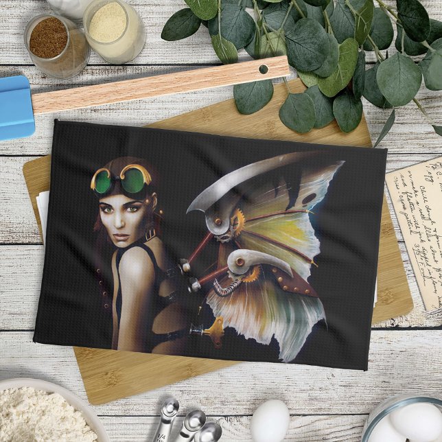 Steampunk Mechanical Fairy Wings Goggles  Kitchen Towel (Creator Uploaded)