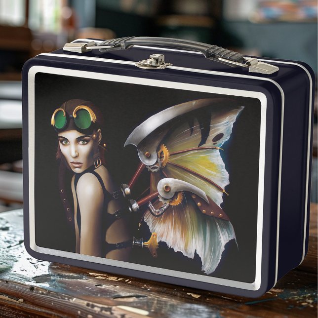 Steampunk Mechanical Fairy Wings Goggles  Metal Lunch Box (Creator Uploaded)