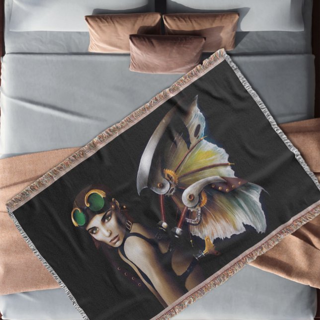 Steampunk Mechanical Fairy Wings Goggles  Throw Blanket (Creator Uploaded)