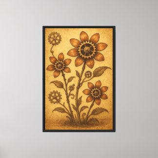 Steampunk Mechanical Flower Illustration Canvas Print