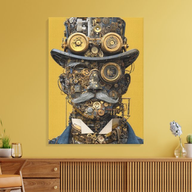 Steampunk Mechanical Gentleman Canvas Print (Insitu(LivingRoom))