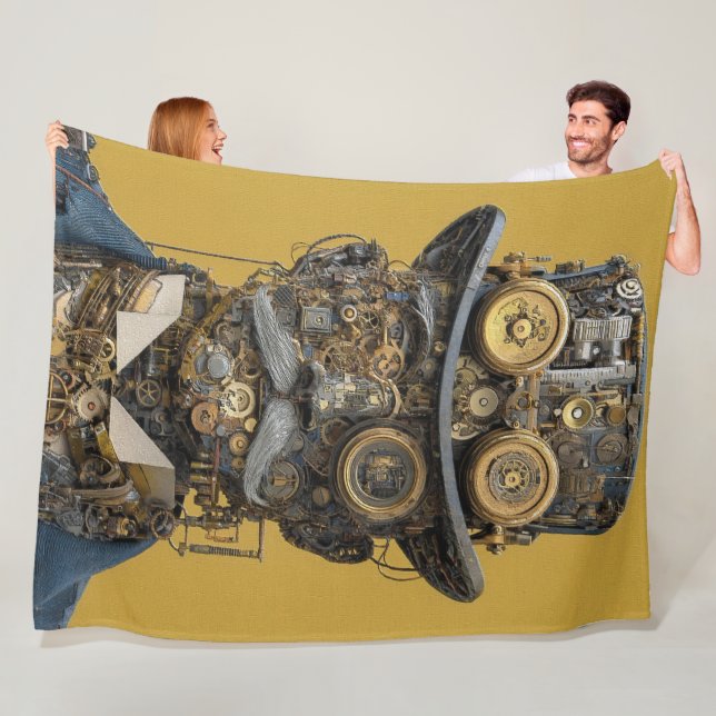 Steampunk Mechanical Gentleman Fleece Blanket (In Situ)