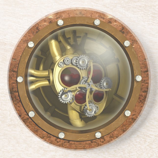 Steampunk Mechanical Heart Drink Coaster (Front)