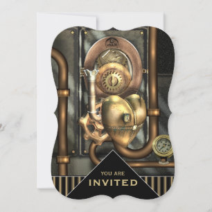 Steampunk Mechanical Heart Event Invitation