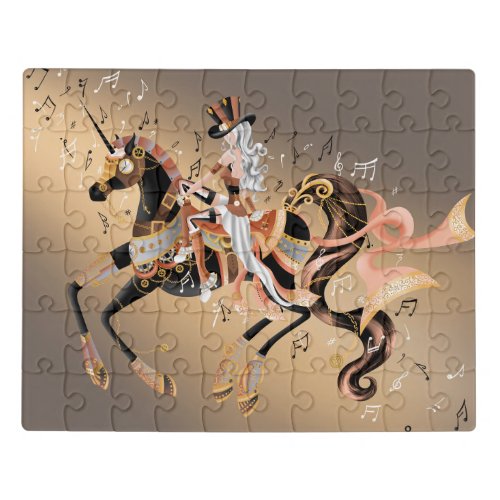 Steampunk Mechanical Horse  Lady brown Puzzle