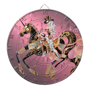 Steampunk Mechanical Horse & Lady  Dartboard
