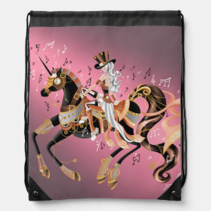 Steampunk Mechanical Horse & Lady Drawstring Bag