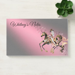 Steampunk Mechanical Horse & Lady Pink Post-it Notes
