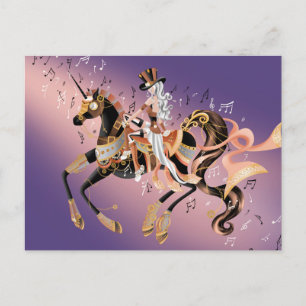 Steampunk Mechanical Horse & Lady Purple  Postcard