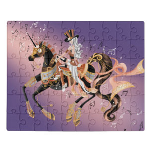 Steampunk Mechanical Horse & Lady Purple Puzzle