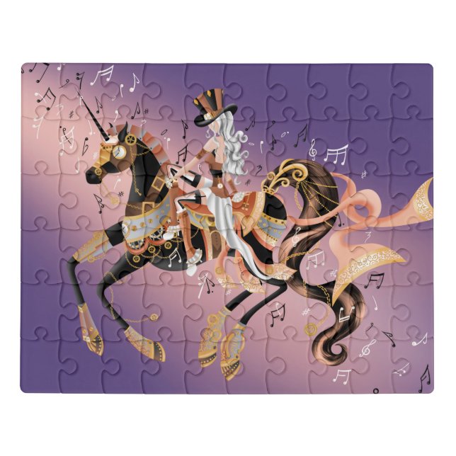 Steampunk Mechanical Horse & Lady Purple Puzzle (Puzzle Horizontal)