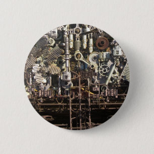 Steampunk mechanical machinery machines button