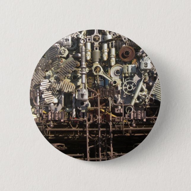 Steampunk mechanical machinery machines button (Front)