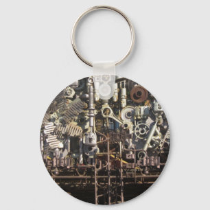 Steampunk mechanical machinery machines keychain