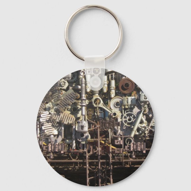 Steampunk mechanical machinery machines keychain (Front)