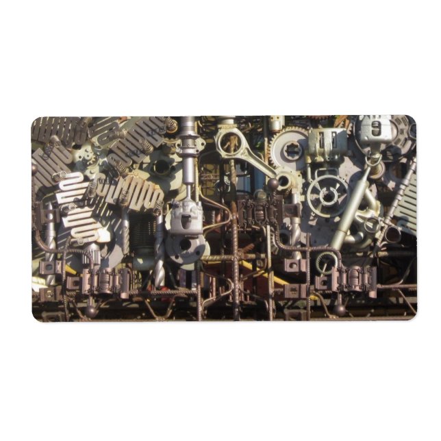 Steampunk mechanical machinery machines label (Front)