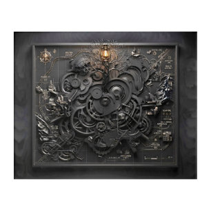 Steampunk Mechanical Map Acrylic Wall Art