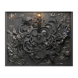 Steampunk Mechanical Map Wall Art