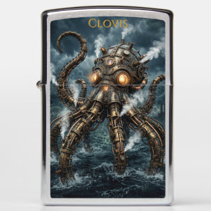  Steampunk Mechanical Octopus Rising From Ocean  Zippo Lighter