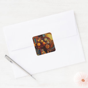 Steampunk Mechanical Orb Composition Square Sticker