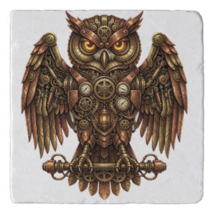 Steampunk Mechanical Owl Heat Resistant Ceramic Tr Trivet