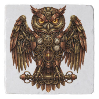 Steampunk Mechanical Owl Heat Resistant Ceramic Tr Trivet