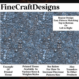 Steampunk Mechanical Pattern Blue BN2 Decoupage   Tissue Paper