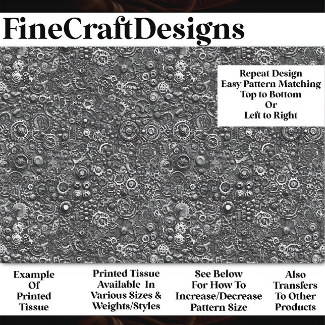 Steampunk Mechanical Pattern Gray BN3 Decoupage   Tissue Paper (Creator Uploaded)