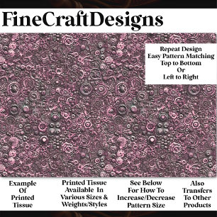 Steampunk Mechanical Pattern Pink BN1 Decoupage   Tissue Paper