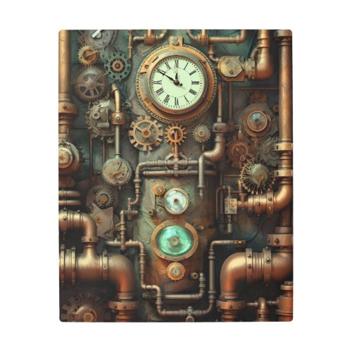 Steampunk Mechanical Vintage Industrial Cyberpunk Metal Print