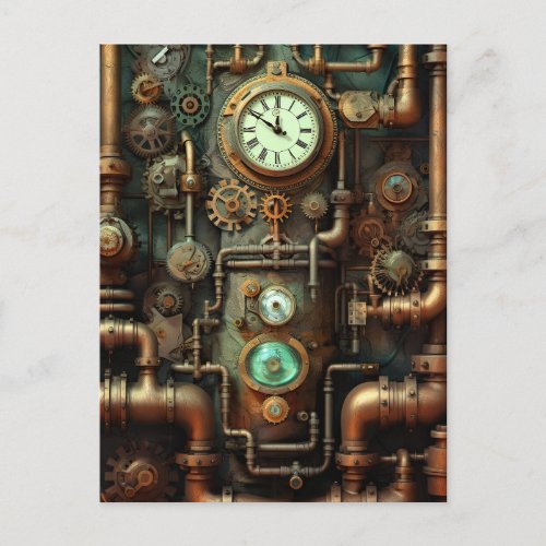 Steampunk Mechanical Vintage Industrial Cyberpunk Postcard
