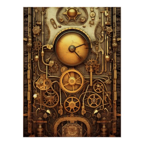 Steampunk Mechanical Vintage Industrial Cyberpunk Poster
