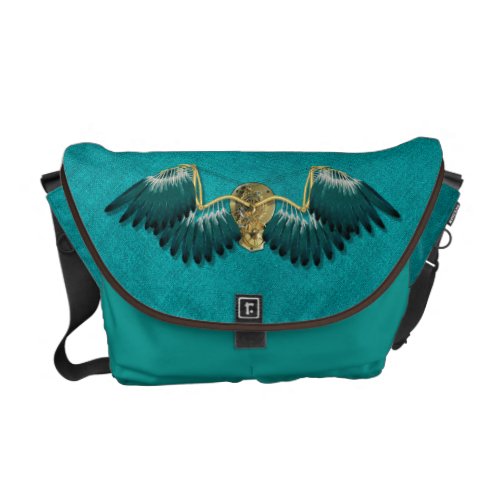 Steampunk Mechanical Wings Teal Courier Bag
