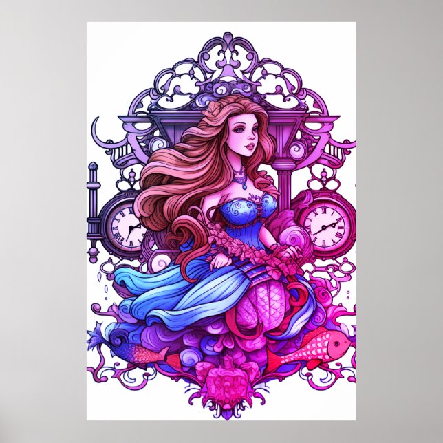 Steampunk Mermaid For Girls or Boys on a Wall Poster (Front)
