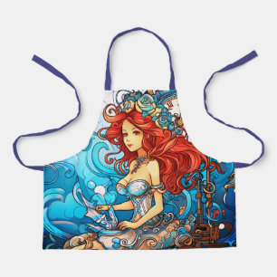 Steampunk Mermaid Princess For Culinary Kids Cooks Apron