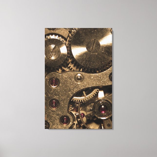 Steampunk Metal Clock Gears Canvas Print (Front)