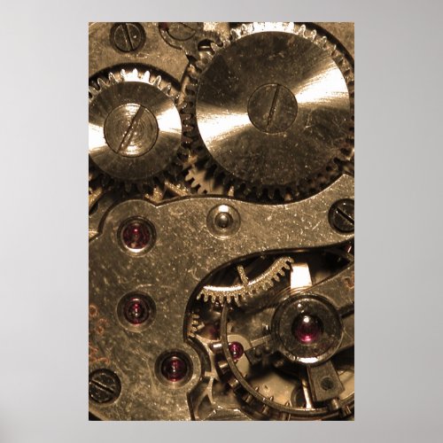 Steampunk Metal Clock Gears Poster