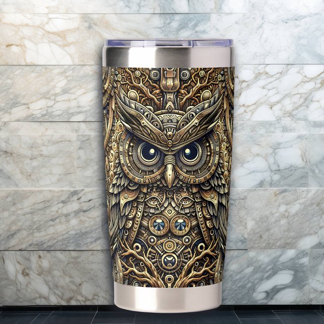 Steampunk Metal Gears and Owl  Insulated Tumbler (Creator Uploaded)