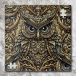 Steampunk Metal Gears and Owl Jigsaw Puzzle<br><div class="desc">Steampunk metal owl. Decoupage metal gears ai art. Steampunk puzzle.</div>