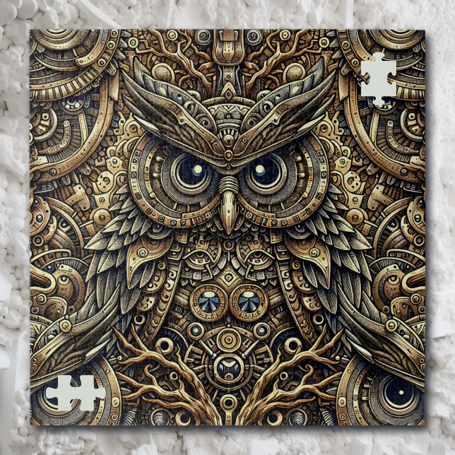 Steampunk Metal Gears and Owl Jigsaw Puzzle (Creator Uploaded)