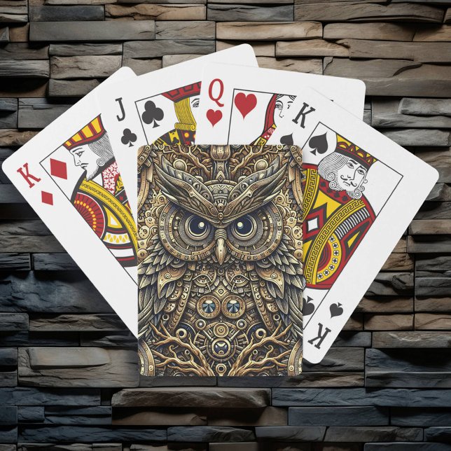 Steampunk Metal Gears and Owl  Poker Cards (Creator Uploaded)