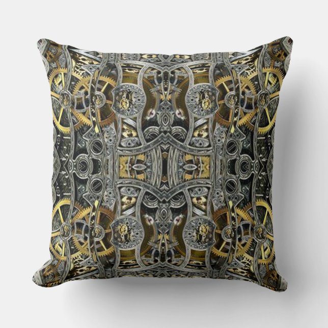 Steampunk Metal Gears Throw Pillow (Front)